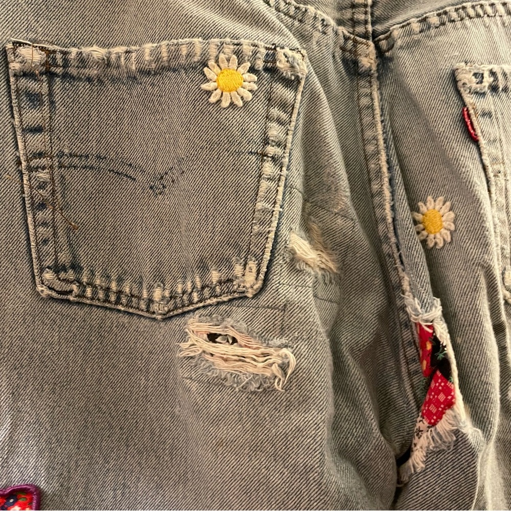 Vintage 90s Levis Grateful Dead Patchwork Hippie Festival Jeans - Picture 6 of 13